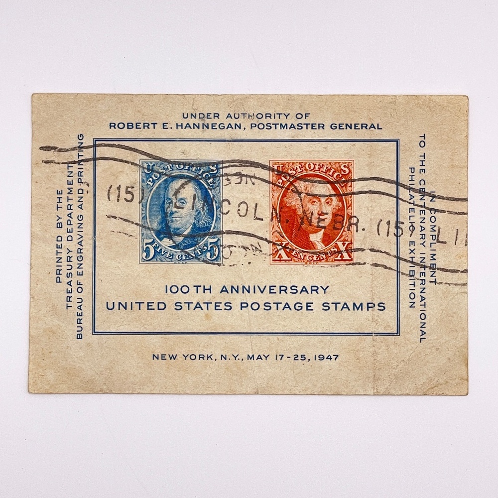 1947 First Day Cover 100th Anniversary of US Postage Stamps
